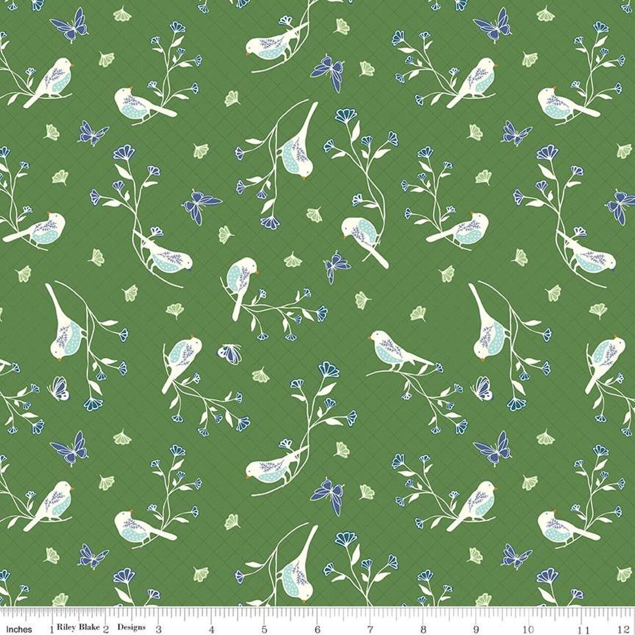 Fabric Riley Blake Clover Floral Birds Melody by the Quarter Yard C15141-CLOVER